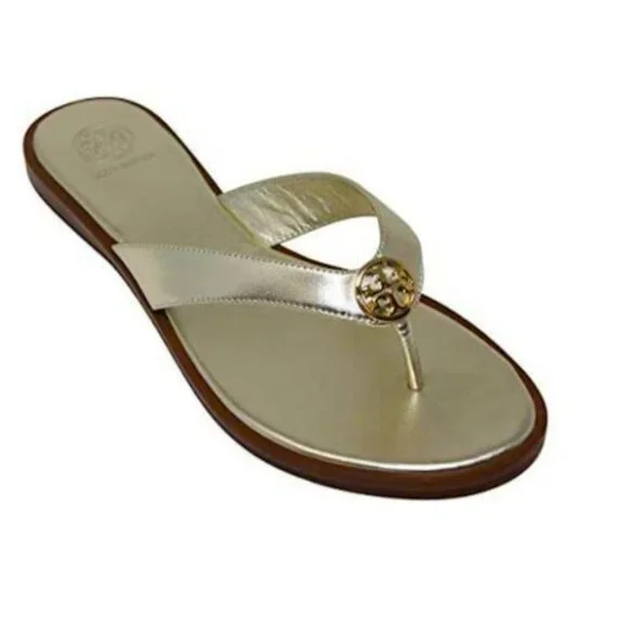 Shoes | Tory Burch Goldenrod Thong Leather Sandals With Gold  NWT- Tory Burch Bento Thong/Calf Leather Sandal- in Goldenrod Size 9 main image 1